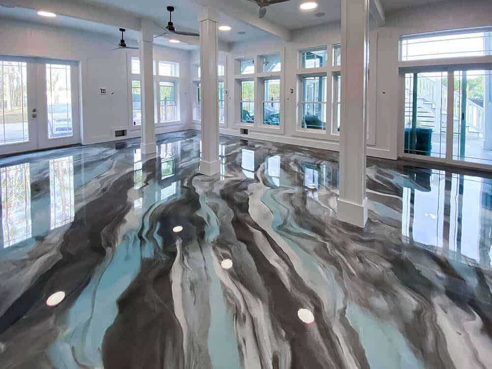 Beautiful metallic epoxy floor installation